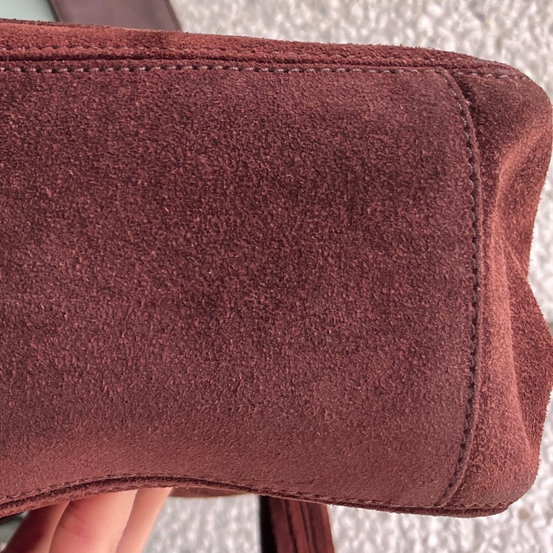 香奈兒 CHANEL 中古老香 可可棕色麂皮側背方包 通勤郵差包 流蘇吊飾-10