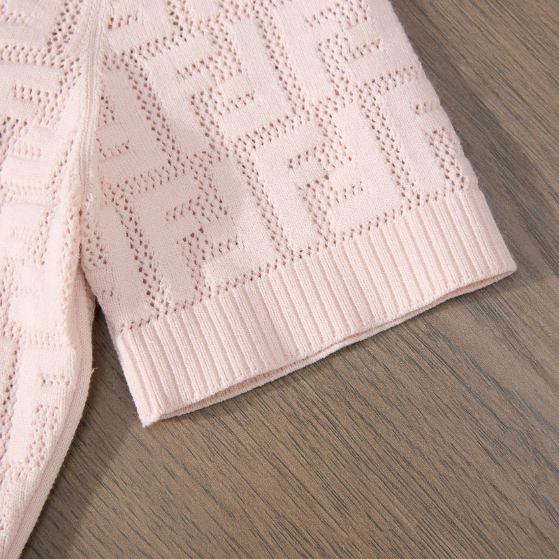 💯正貨支持鑒定✨ FENDI 櫻花粉 滿Logo針織上衣-4