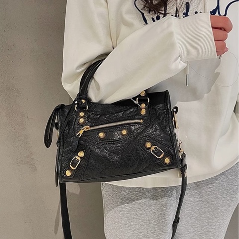 Balenciaga • 經典黑金City油臘牛皮Mini 機車包