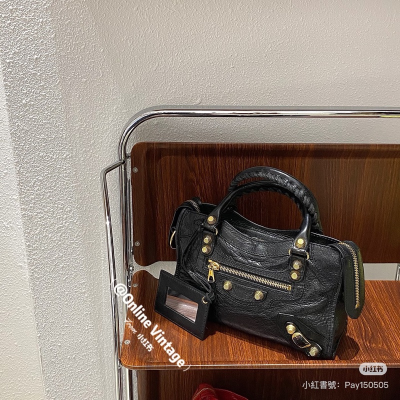 Balenciaga • 巴黎世家黑金City油臘牛皮Mini 機車包-1