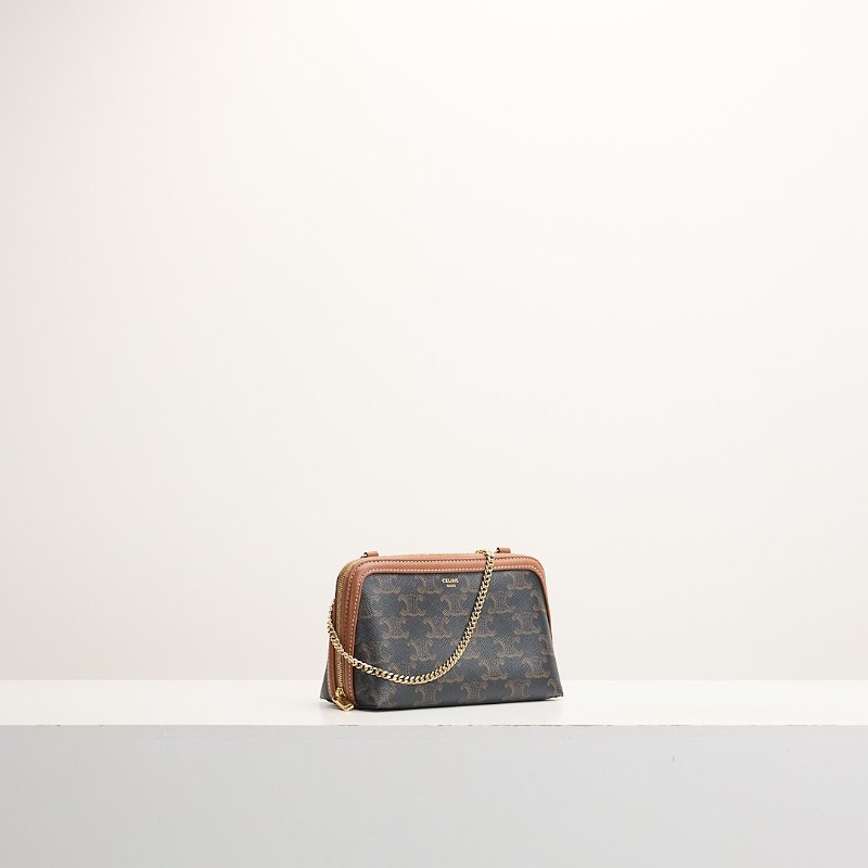 二手Celine 貝殼化妝包棕老花-1