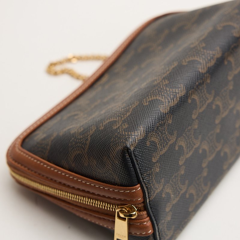 二手Celine 貝殼化妝包棕老花-4