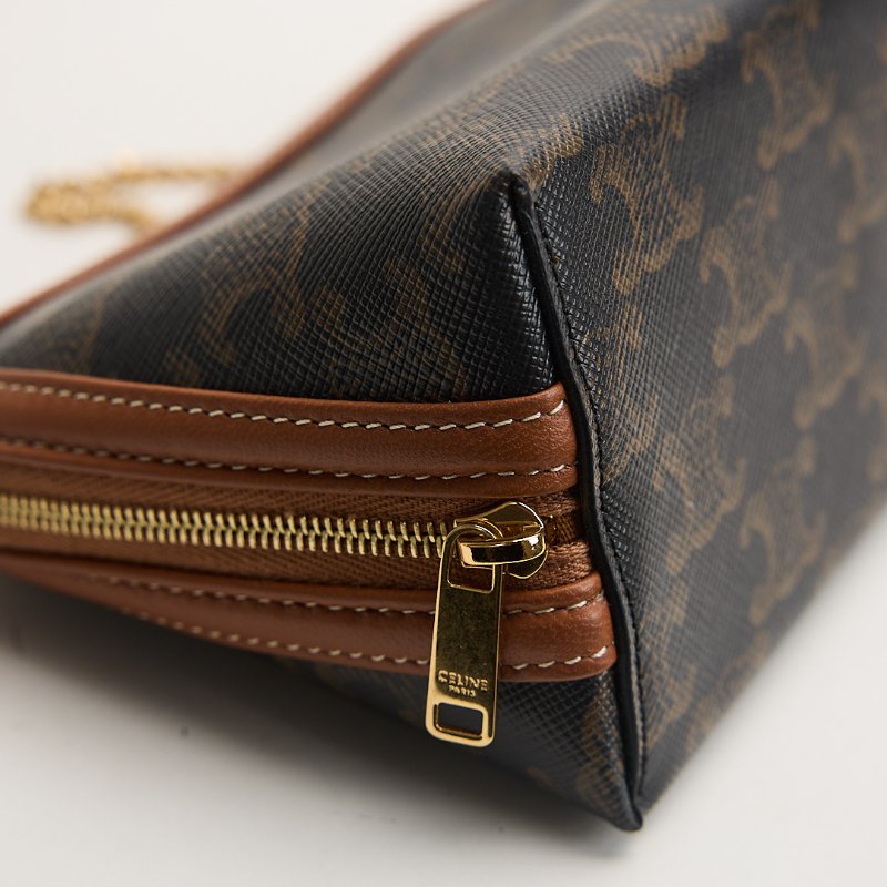 二手Celine 貝殼化妝包棕老花-5