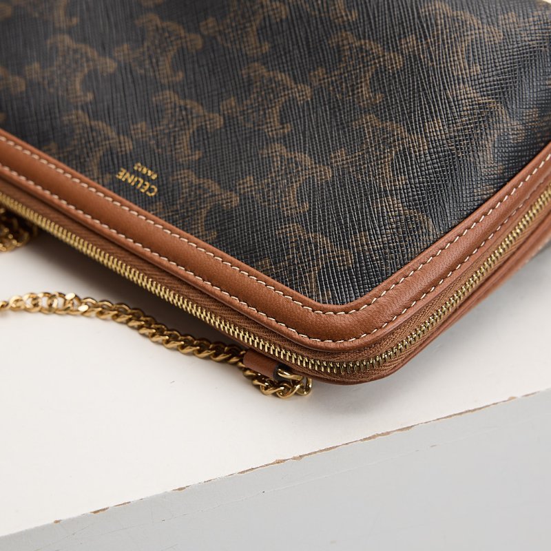 二手Celine 貝殼化妝包棕老花-6