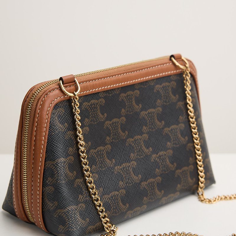 二手Celine 貝殼化妝包棕老花-8