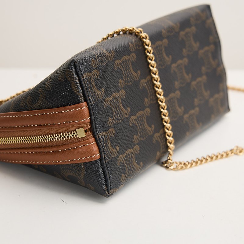 二手Celine 貝殼化妝包棕老花-9