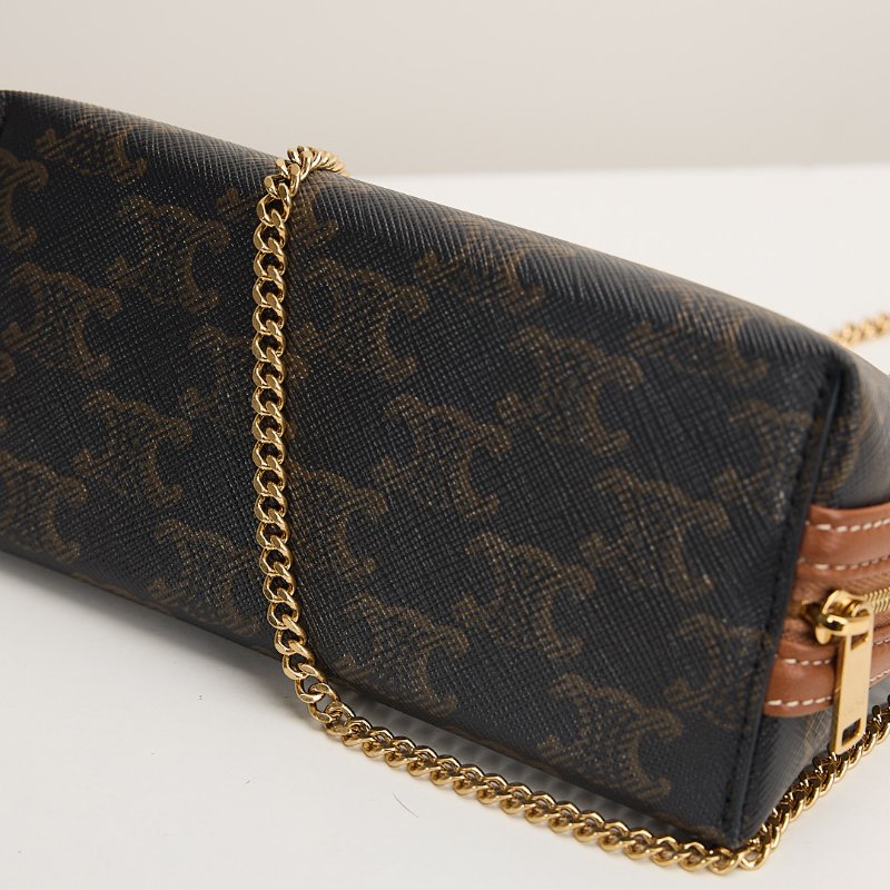 二手Celine 貝殼化妝包棕老花-11