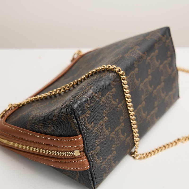 二手Celine 貝殼化妝包棕老花-13