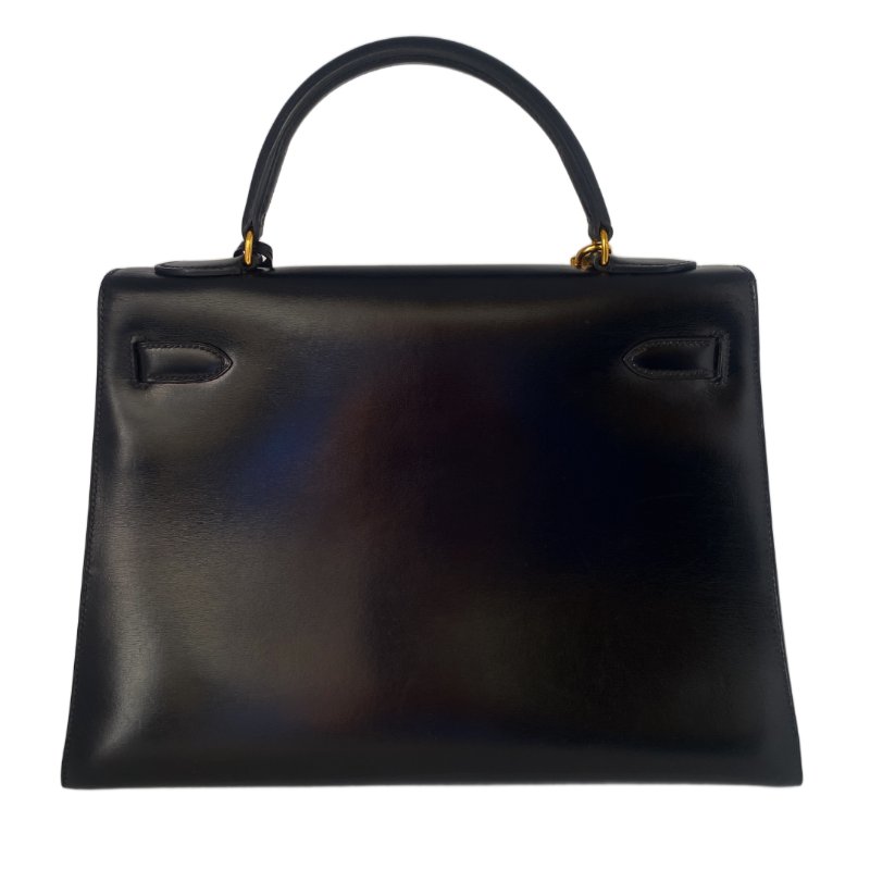 愛馬仕 Kelly 32 Sellier Box 皮 黑色 黑金 外縫 凱莉包 手提包 肩背包 金扣 GHW-2