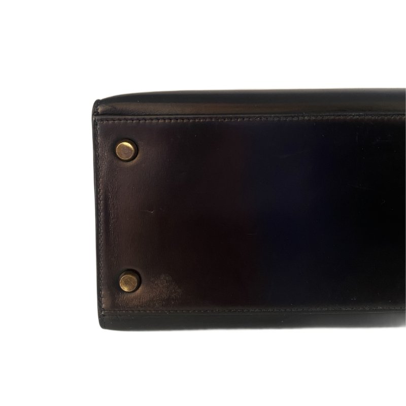 愛馬仕 Kelly 32 Sellier Box 皮 黑色 黑金 外縫 凱莉包 手提包 肩背包 金扣 GHW-5