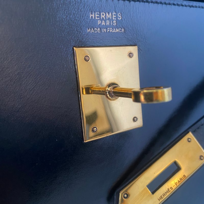 愛馬仕 Kelly 32 Sellier Box 皮 黑色 黑金 外縫 凱莉包 手提包 肩背包 金扣 GHW-8