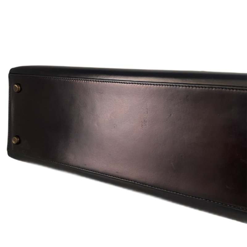 愛馬仕 Kelly 32 Sellier Box 皮 黑色 黑金 外縫 凱莉包 手提包 肩背包 金扣 GHW-12