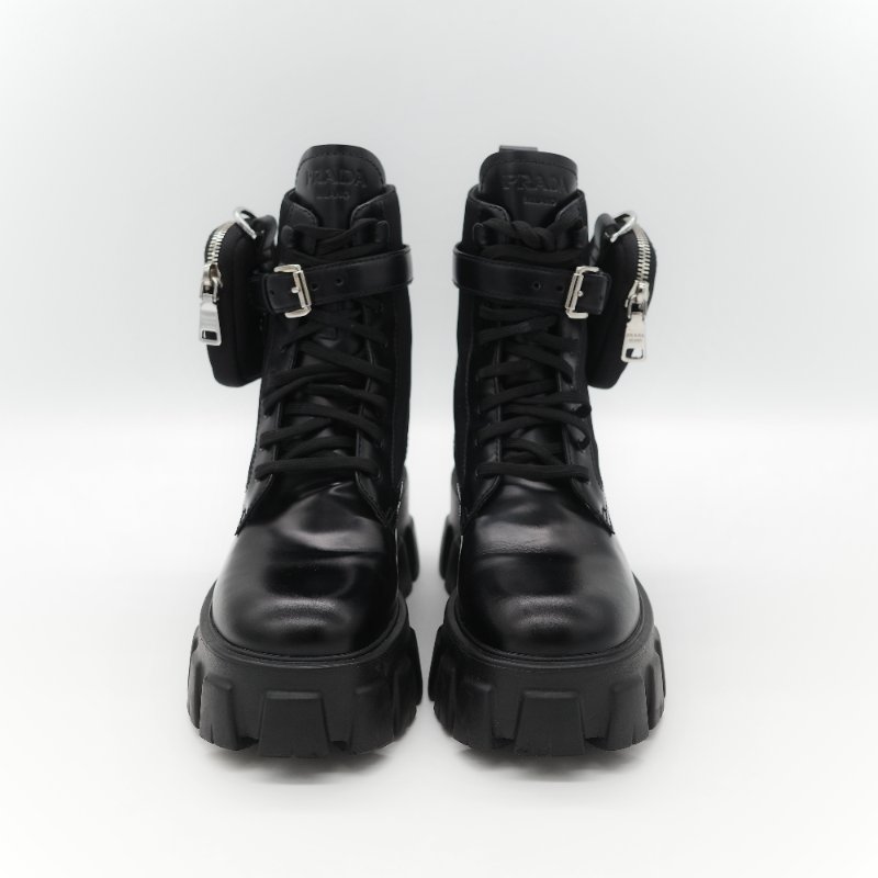 Prada 普拉達 Monolith 皮革 尼龍 軍靴 靴子 EU38.5-1