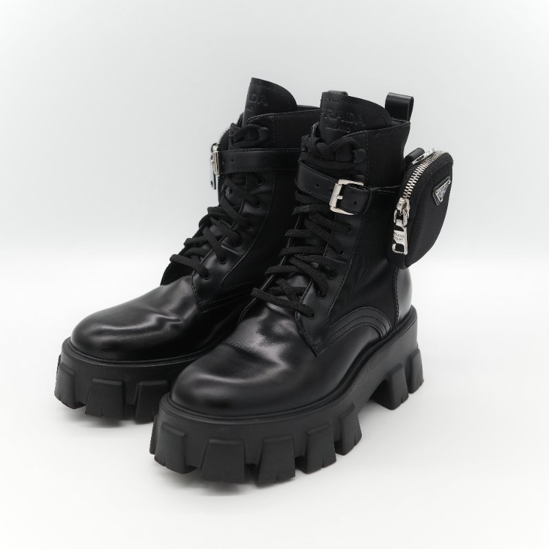 Prada 普拉達 Monolith 皮革 尼龍 軍靴 靴子 EU38.5-2