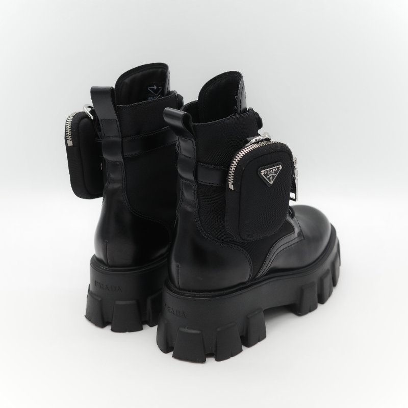 Prada 普拉達 Monolith 皮革 尼龍 軍靴 靴子 EU38.5-4