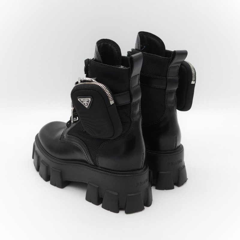 Prada 普拉達 Monolith 皮革 尼龍 軍靴 靴子 EU38.5-5