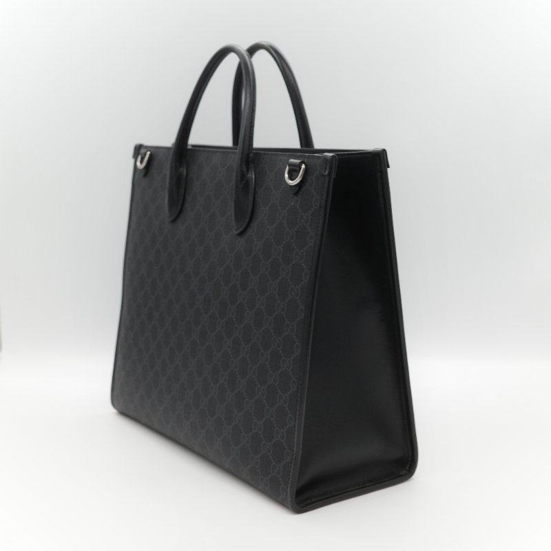 Gucci 古馳 黑色 GG Supreme 帆布 Interlocking G 中型手提包 兩用包-4