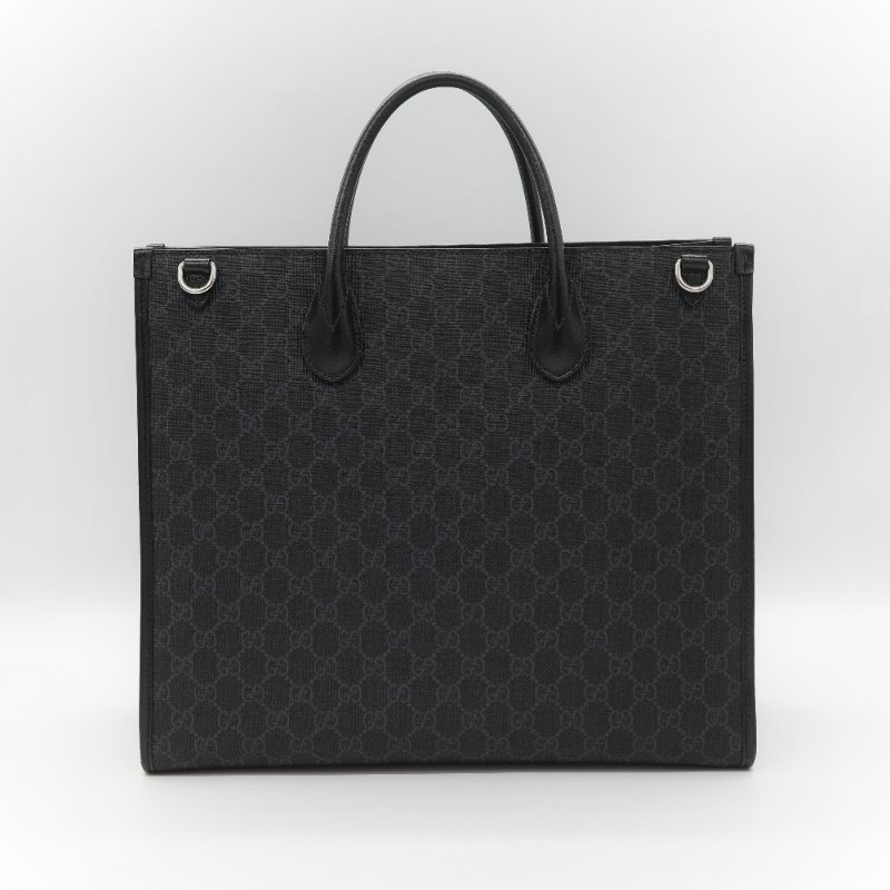 Gucci 古馳 黑色 GG Supreme 帆布 Interlocking G 中型手提包 兩用包-5
