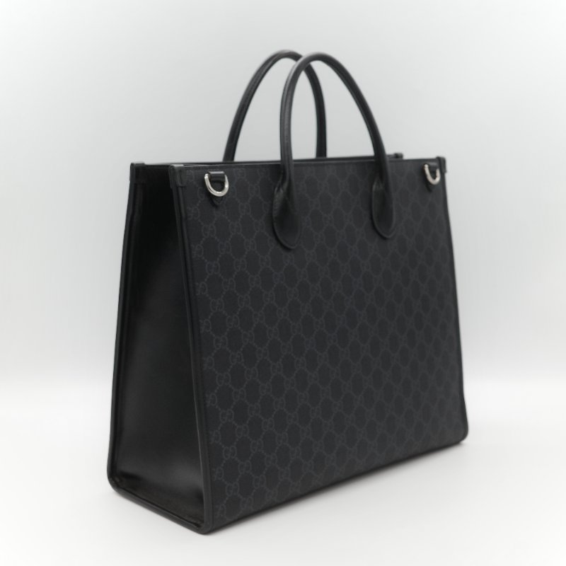 Gucci 古馳 黑色 GG Supreme 帆布 Interlocking G 中型手提包 兩用包-6