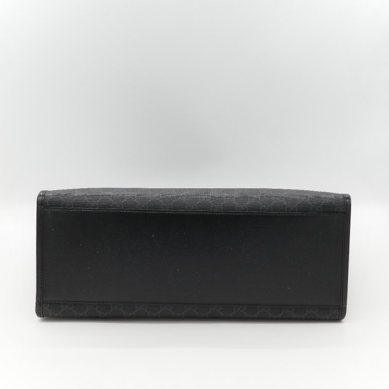 Gucci 古馳 黑色 GG Supreme 帆布 Interlocking G 中型手提包 兩用包-7