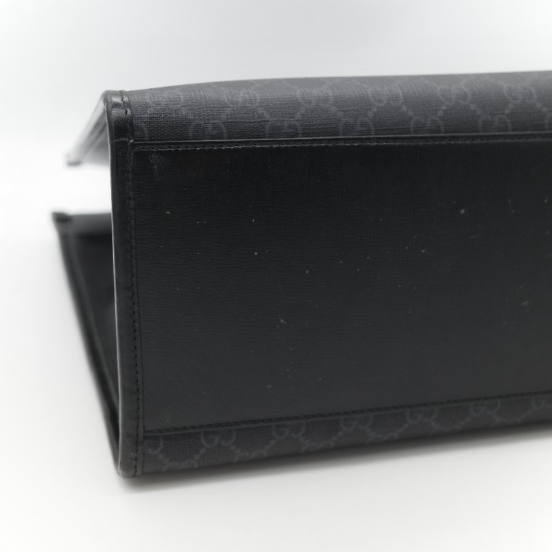 Gucci 古馳 黑色 GG Supreme 帆布 Interlocking G 中型手提包 兩用包-8