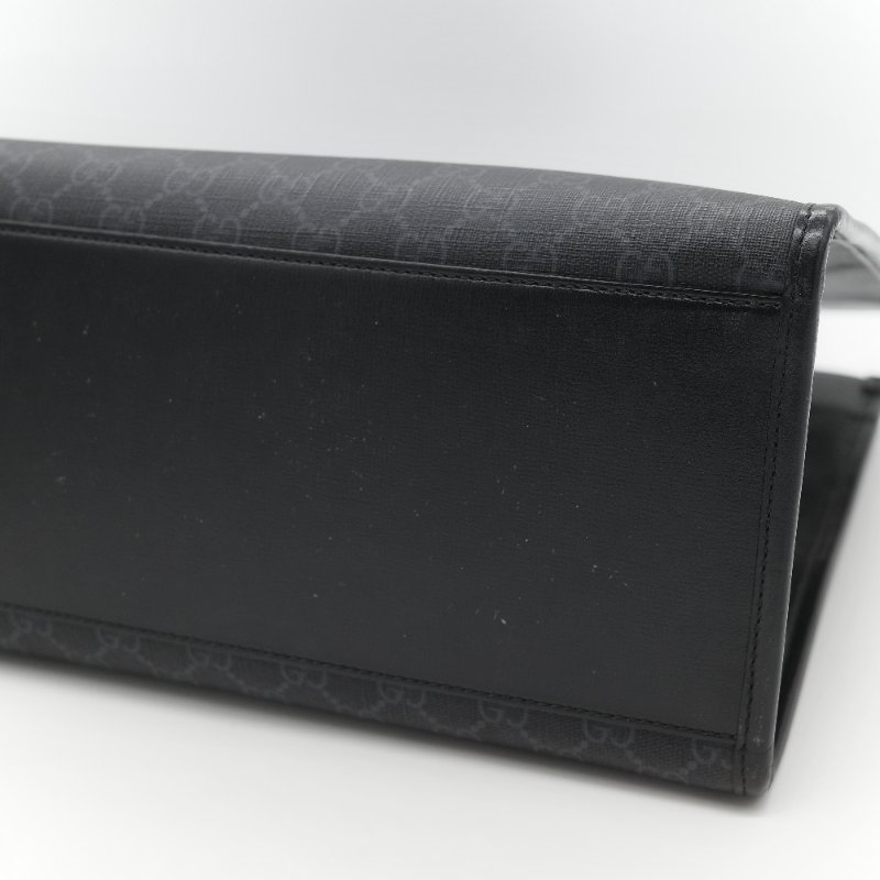 Gucci 古馳 黑色 GG Supreme 帆布 Interlocking G 中型手提包 兩用包-10