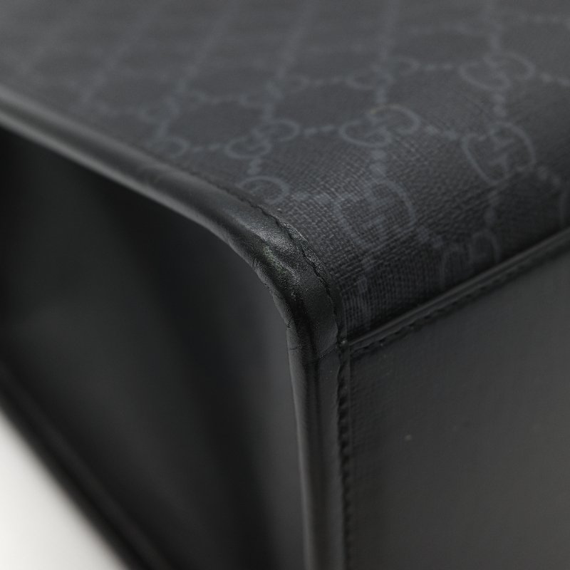 Gucci 古馳 黑色 GG Supreme 帆布 Interlocking G 中型手提包 兩用包-11