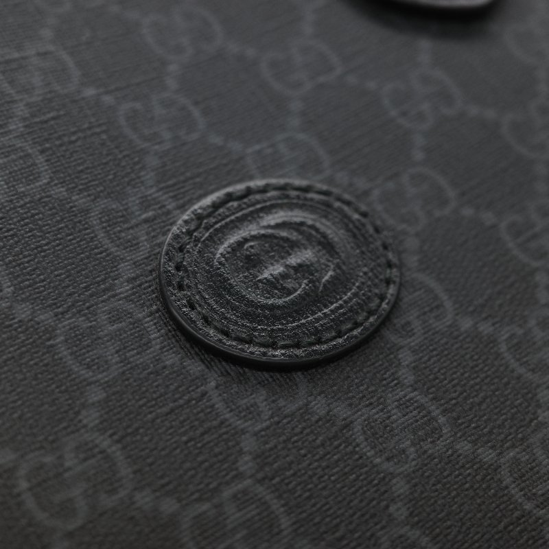 Gucci 古馳 黑色 GG Supreme 帆布 Interlocking G 中型手提包 兩用包-12