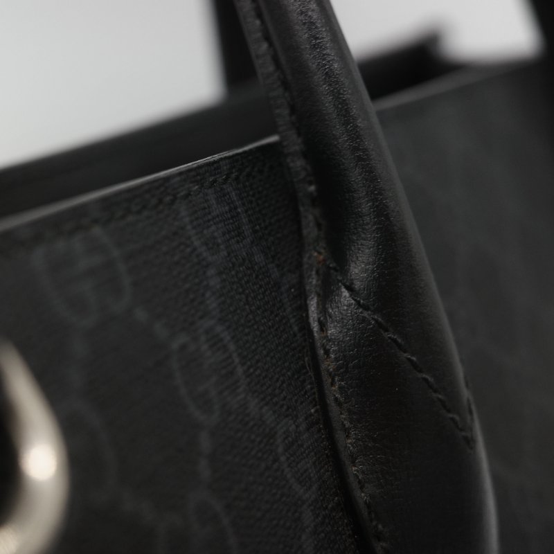 Gucci 古馳 黑色 GG Supreme 帆布 Interlocking G 中型手提包 兩用包-16