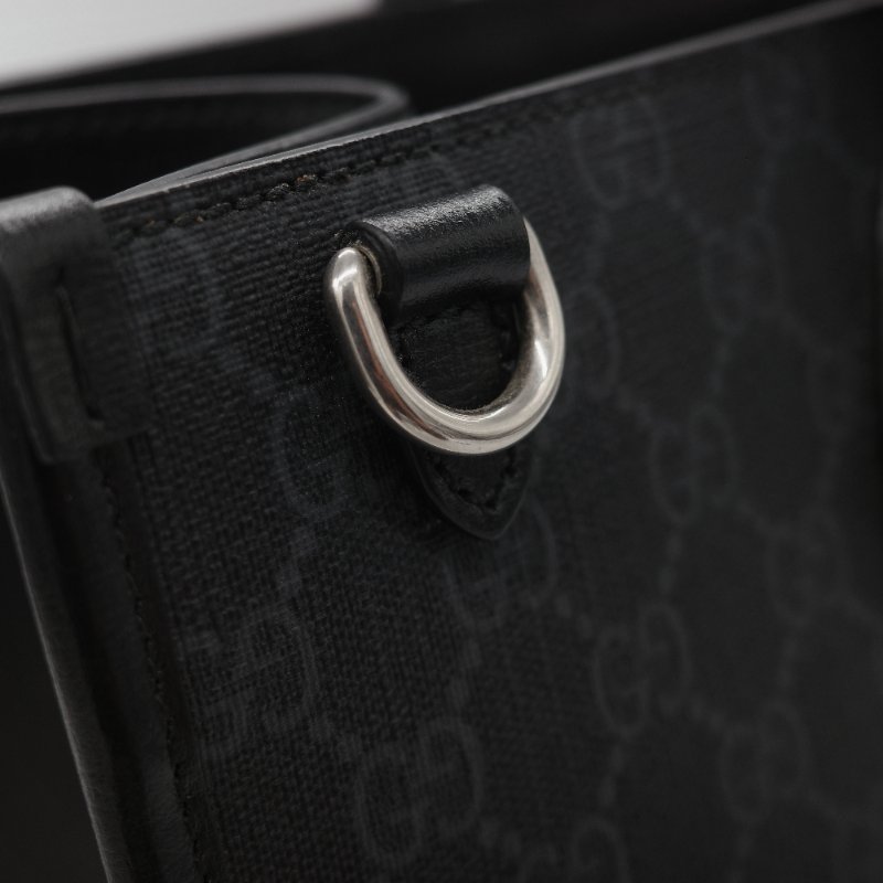 Gucci 古馳 黑色 GG Supreme 帆布 Interlocking G 中型手提包 兩用包-30