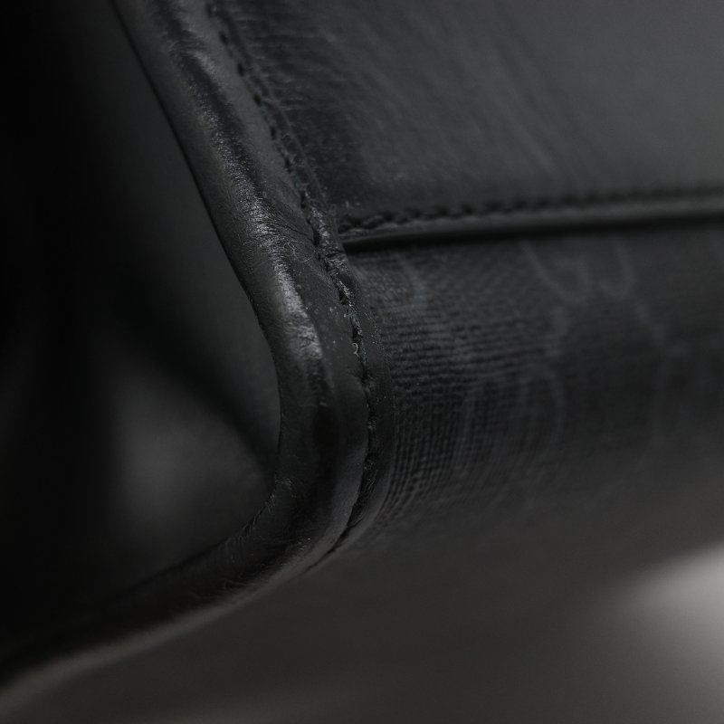 Gucci 古馳 黑色 GG Supreme 帆布 Interlocking G 中型手提包 兩用包-31