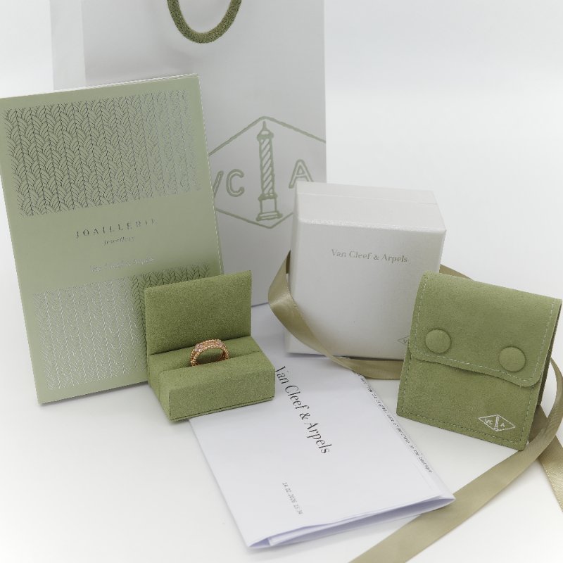 Van Cleef & Arpels 18K Yellow Gold 18K 黃金 Diamond Perlée Sweet Clovers Ring 鑲鑽 三葉草 戒指-8