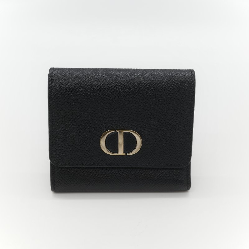 Dior 迪奧 黑色牛皮 CD 金 錢包 短夾 (鈔票位+卡位)-1