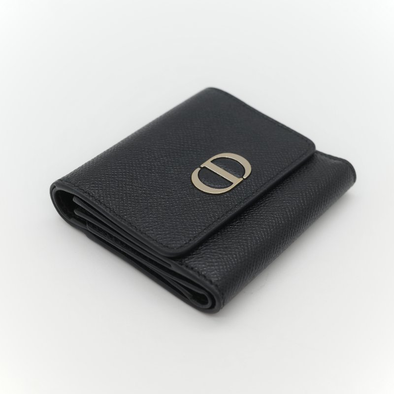Dior 迪奧 黑色牛皮 CD 金 錢包 短夾 (鈔票位+卡位)-3
