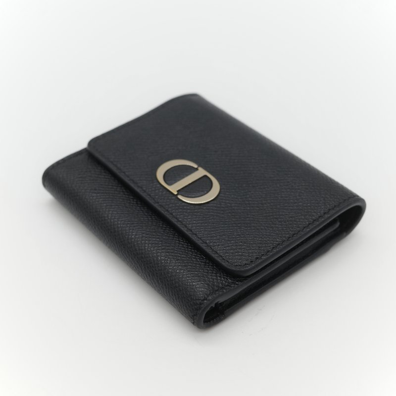 Dior 迪奧 黑色牛皮 CD 金 錢包 短夾 (鈔票位+卡位)-4