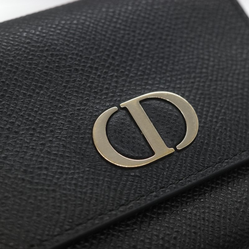Dior 迪奧 黑色牛皮 CD 金 錢包 短夾 (鈔票位+卡位)-9