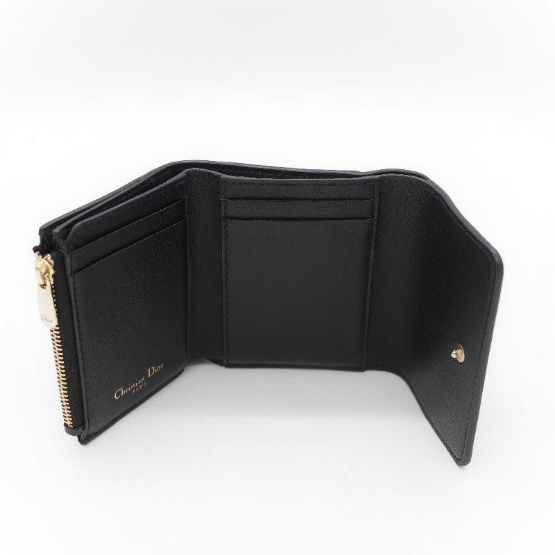 Dior 迪奧 黑色牛皮 CD 金 錢包 短夾 (鈔票位+卡位)-13