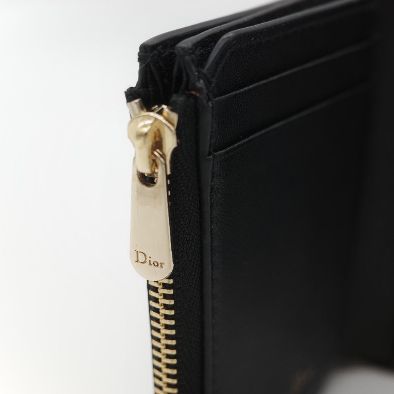 Dior 迪奧 黑色牛皮 CD 金 錢包 短夾 (鈔票位+卡位)-14