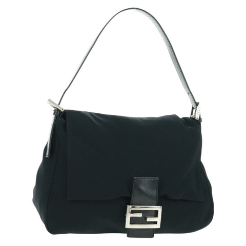 FENDI Mamma Baguette 單肩包 尼龍 黑色 銀色 正品 BA9559V