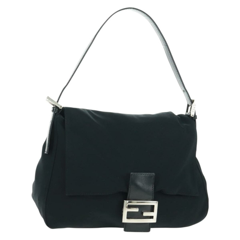 【日本直送】FENDI Mamma Baguette 單肩包 尼龍 黑色 銀色 正品 BA9559V-0