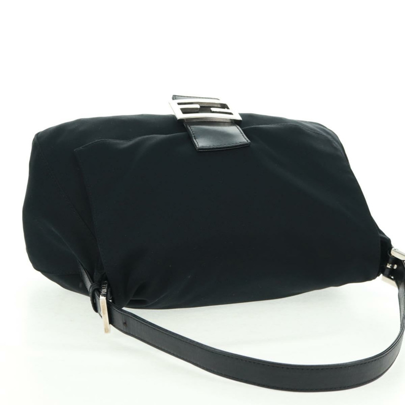 【日本直送】FENDI Mamma Baguette 單肩包 尼龍 黑色 銀色 正品 BA9559V-5