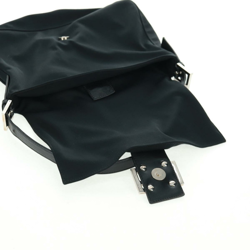 【日本直送】FENDI Mamma Baguette 單肩包 尼龍 黑色 銀色 正品 BA9559V-8