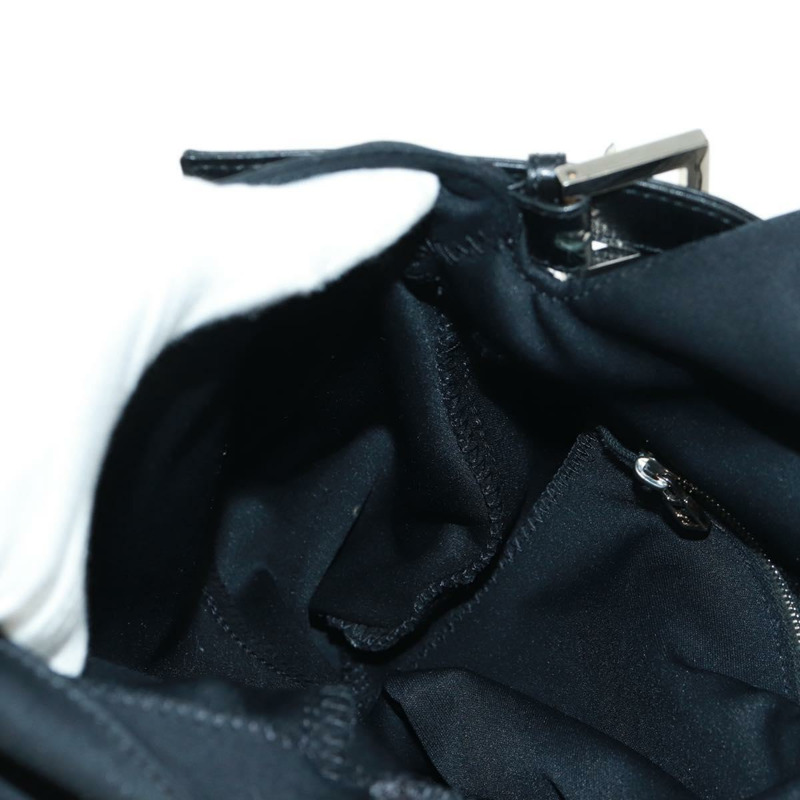 【日本直送】FENDI Mamma Baguette 單肩包 尼龍 黑色 銀色 正品 BA9559V-20