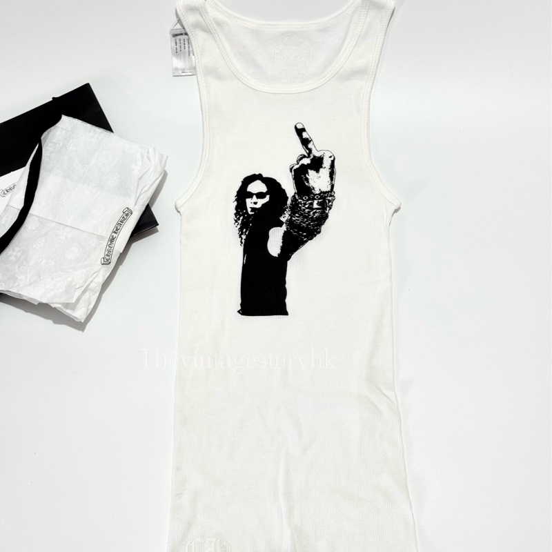Chrome Hearts 🤍Middle Finger Graphic Tank Top-0