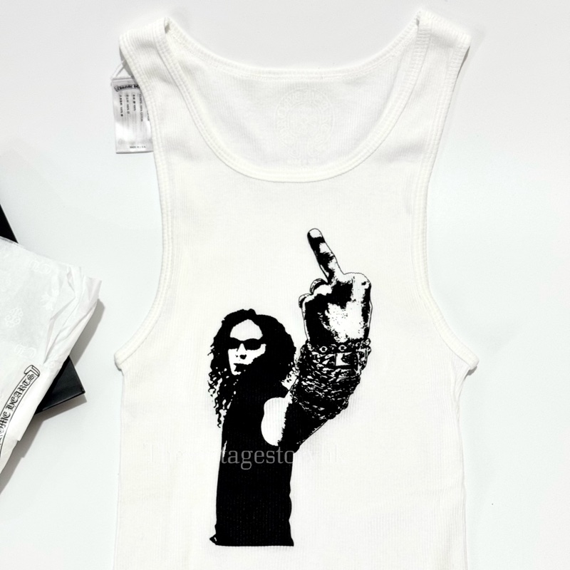 Chrome Hearts 🤍Middle Finger Graphic Tank Top-1