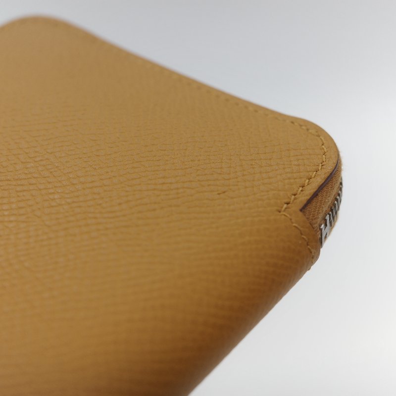 (母親節特惠♥️全網最低)Hermès 愛馬仕 芝麻色 Epsom 牛皮 絲巾內裡 短夾 拉鍊 錢包 卡包 Z 刻-9