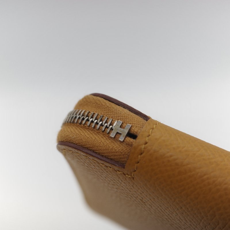 (母親節特惠♥️全網最低)Hermès 愛馬仕 芝麻色 Epsom 牛皮 絲巾內裡 短夾 拉鍊 錢包 卡包 Z 刻-10