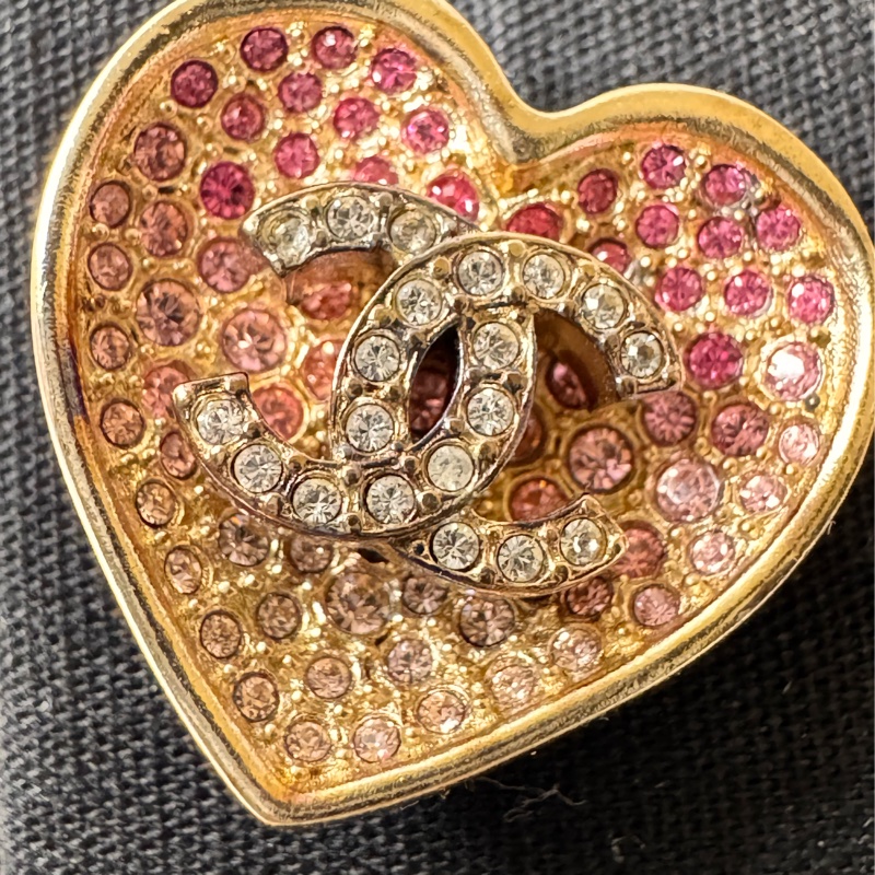 Chanel 心形漸層粉紅色耳環-2