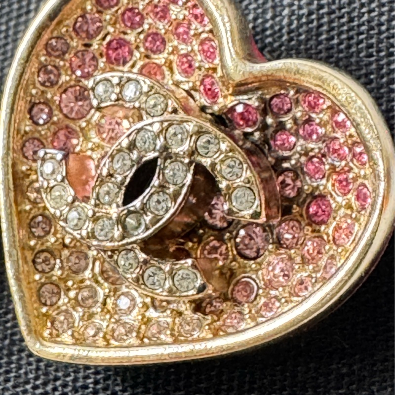 Chanel 心形漸層粉紅色耳環-3