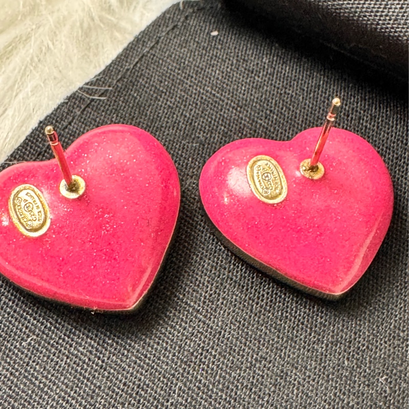 Chanel 心形漸層粉紅色耳環-7